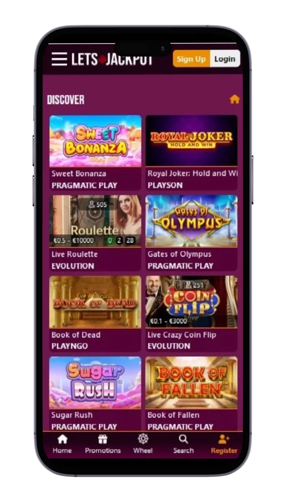 LetsJackpot Casino op Mobiel